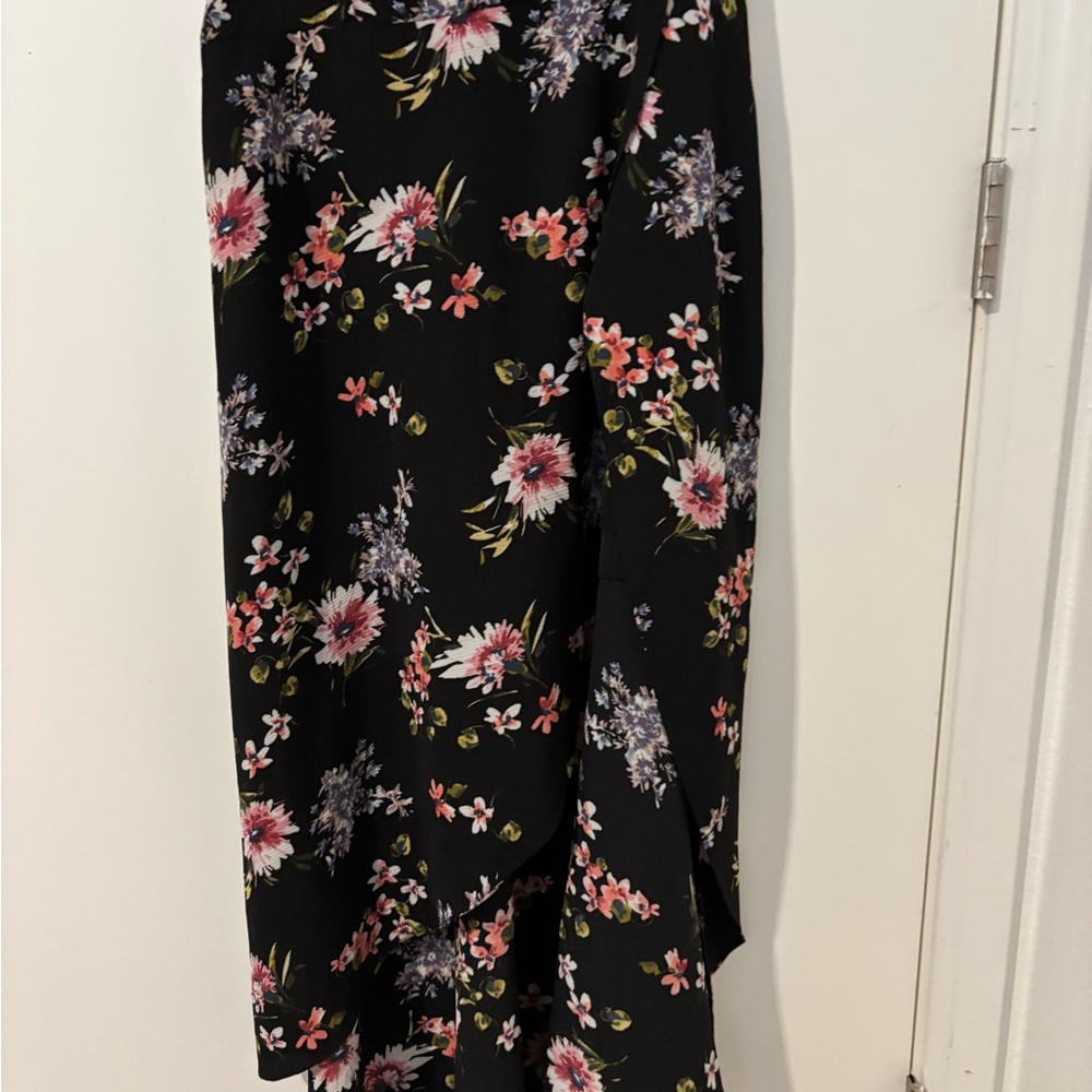 Iz Byer Black and Pink Asymmetrical Ruffled Maxi Dress - Picture 9 of 12